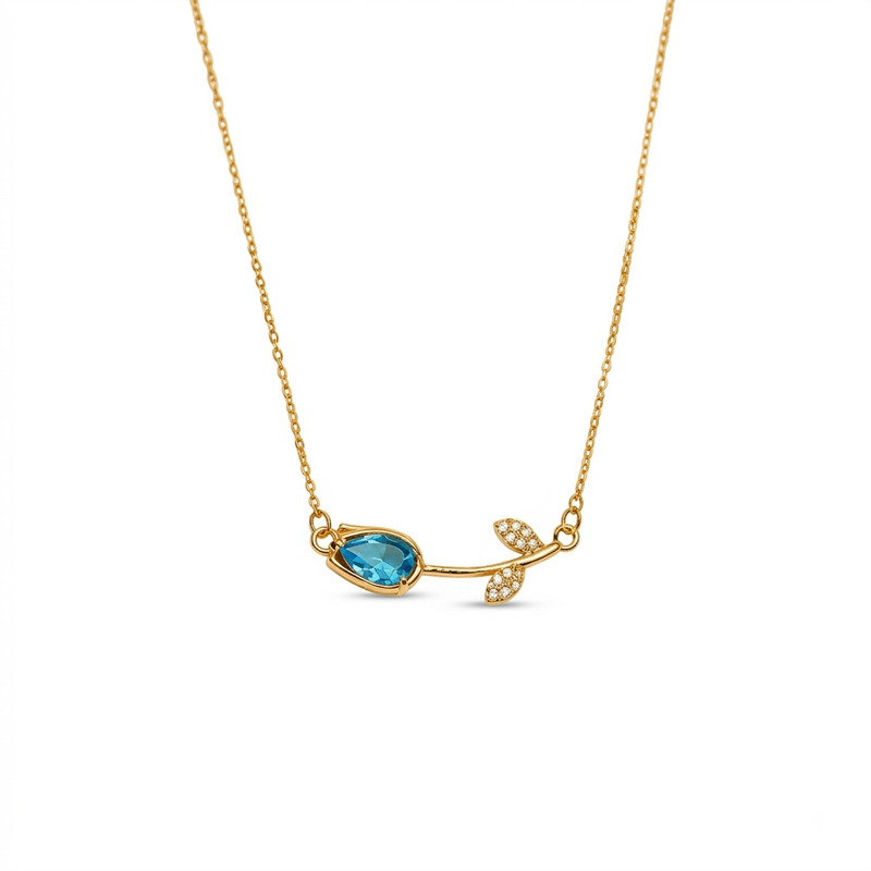 Buy Sky-blue Color Trending Flower pattern Chain pendent for women