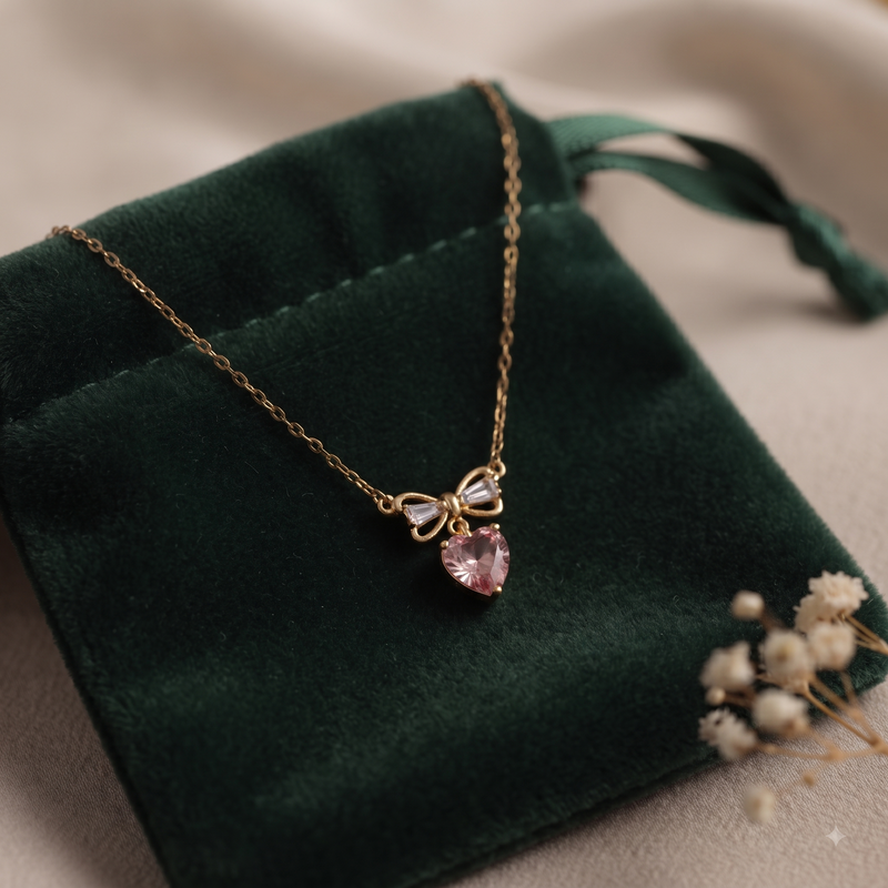Buy Pink Color heart Pattern Trending Chain pendant for Women or girl