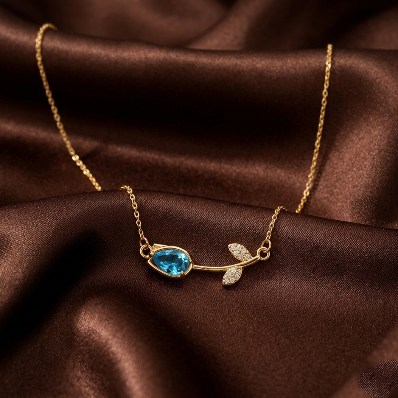 Buy Sky-blue Color Trending Flower pattern Chain pendent for women