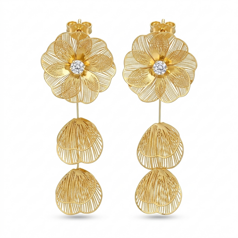 Buy Golden color Floral Statement Earrings for Women