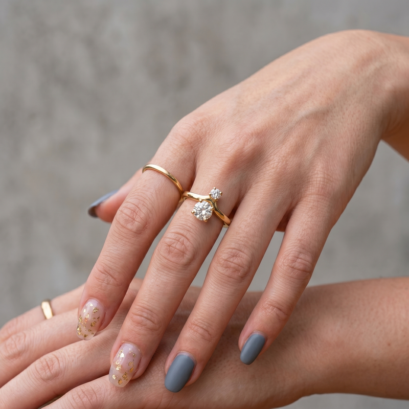 Elegant Golden color Solitaire double Diamond Ring