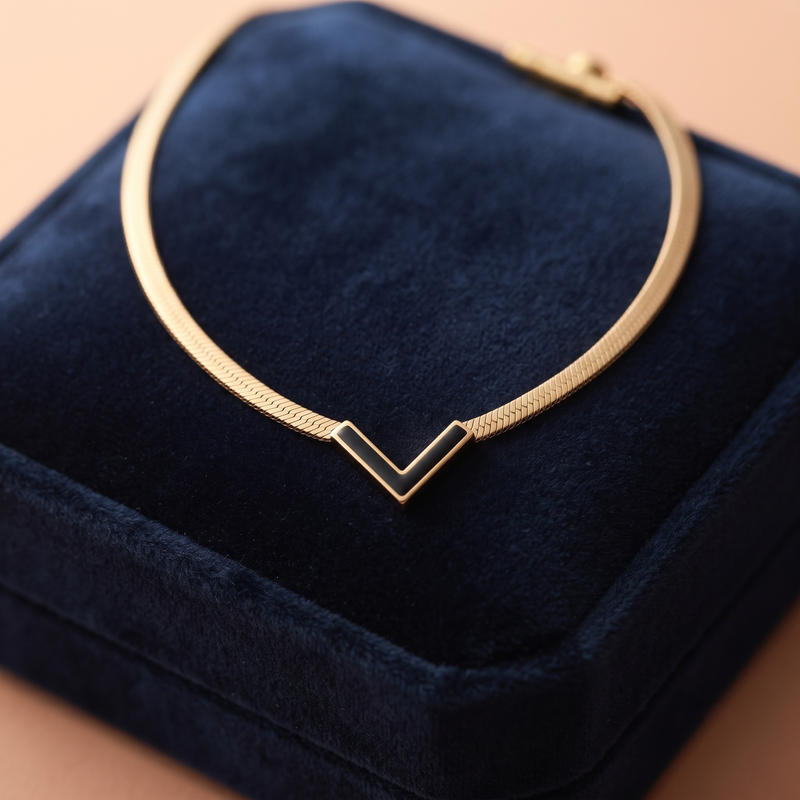 Buy Designer Black color V shaped Chain pendant for women