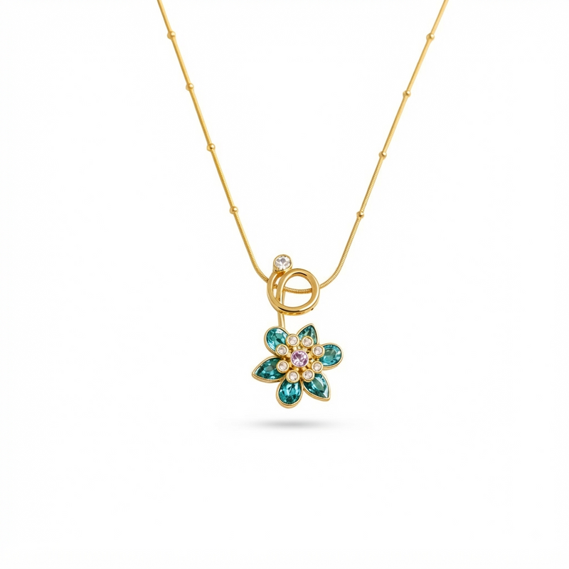Buy Trending Sparkling Blue & Pink Stone Flower for Women