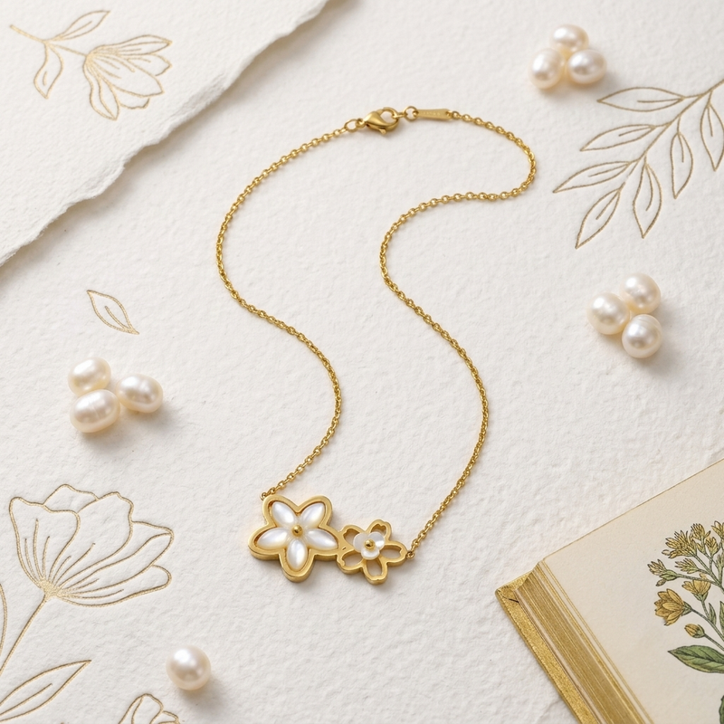 Buy latest Trending Dual Flower pattern Chain Pendant For Women
