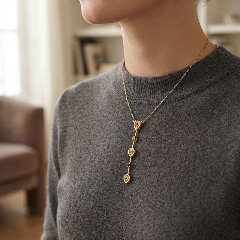Buy Trending Multi color Diamond pattern Chain Pendant for women