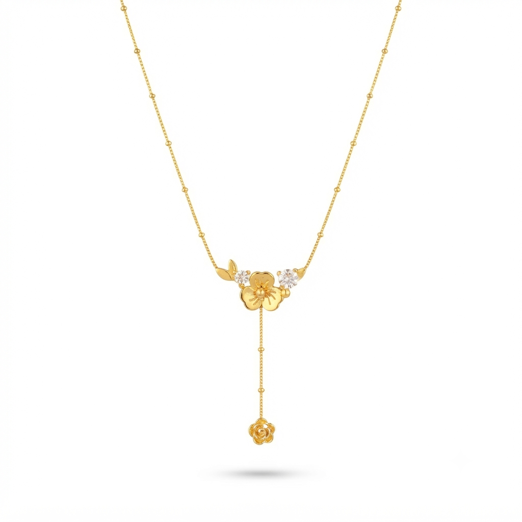 Buy latest Flower Pattern Chain Pendant with Diamond work for women