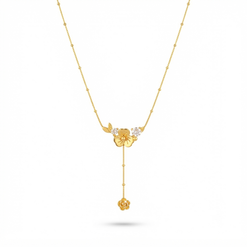 Buy latest Flower Pattern Chain Pendant with Diamond work for women
