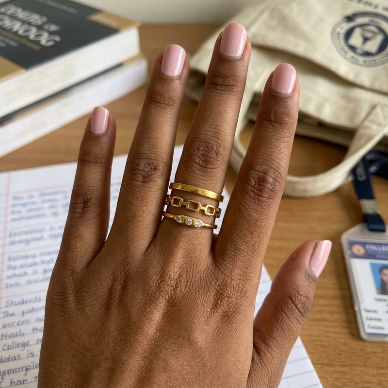 Yamiluxe Premium Golden color  Finish Layering Ring Set for Women