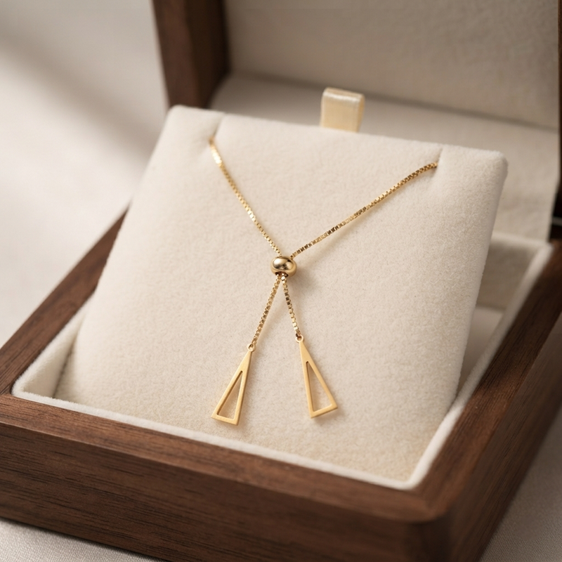 Buy Trending Dainty Geometric Triangular Slide Lariat Necklace for Women