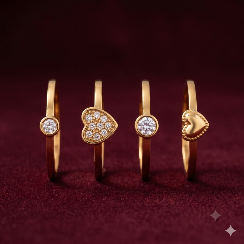 Luxury Golden Color Stackable Rings Combo Collection