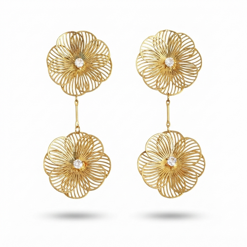 Buy Double flower Pattern earring For Women wear on function