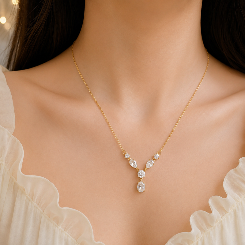 Buy Designer Triangle pattern Diamond Work Chain Pendant For women